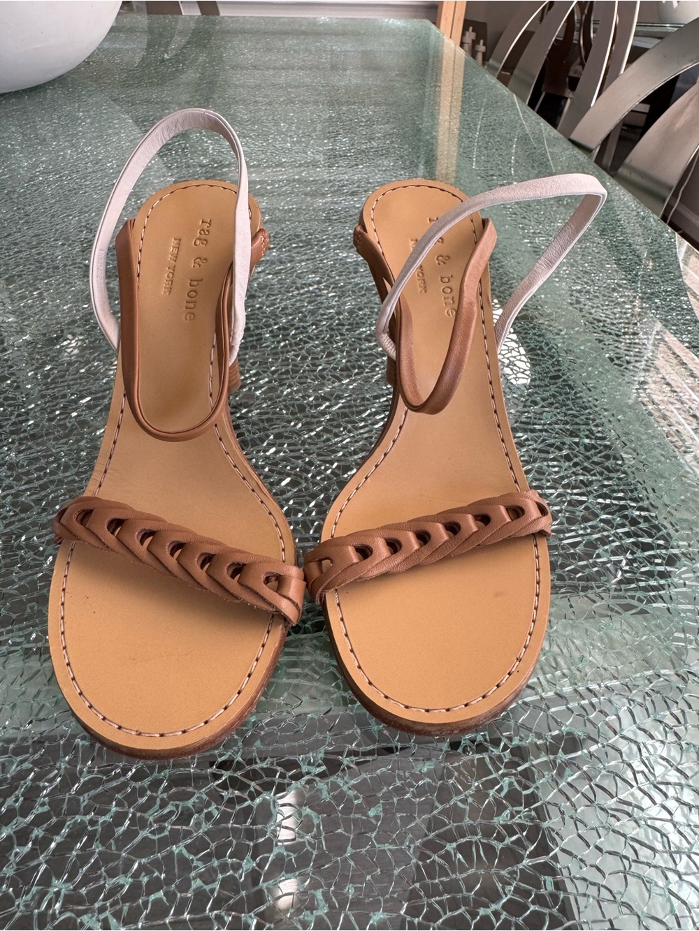 Tag &Bone Brown Braided Strap Slingback Sandals 37